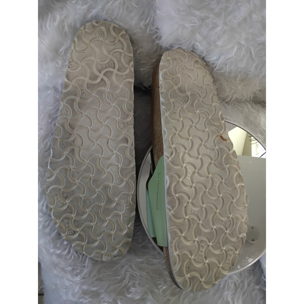 Birkenstock Arizona Sandals Light Green Leather Buckle Comfort Size 41 - Picture 4 of 7